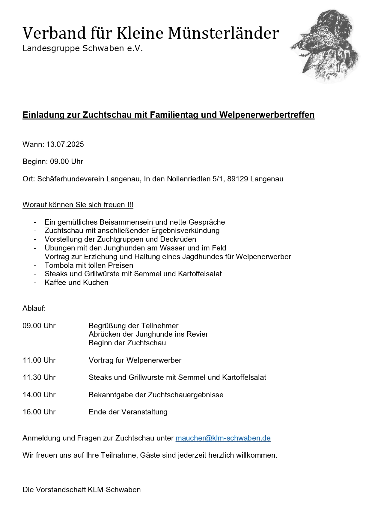 Liebe mitglieder wir laden sie herzlich zur zuchtschau ein die